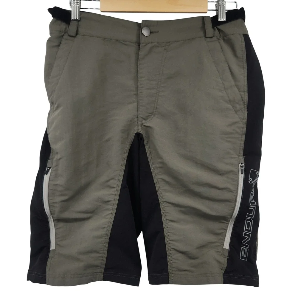 Endura Singletrack II Short Mens XL Olive Green Black Nylon MTB Cycling Shorts